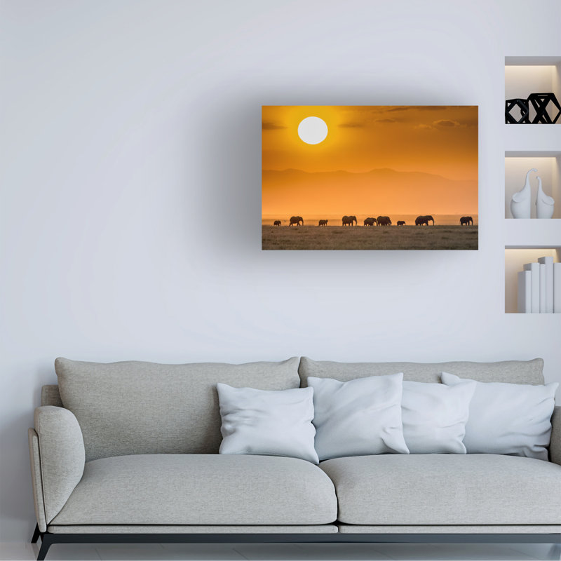 Œuvre sur toile, "Jeffrey C. Sink Sunrise Over Amboseli", H 12 po x l 19 po