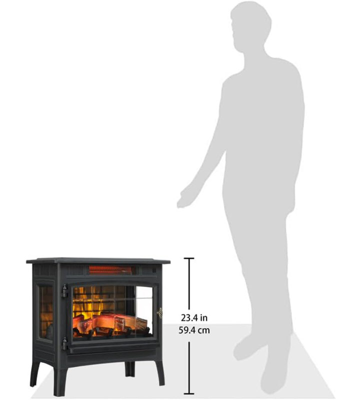 Freestanding Electric Fireplace Stove Heater with 3D Flame Effect for 1,000 Sq. Ft, Bronze