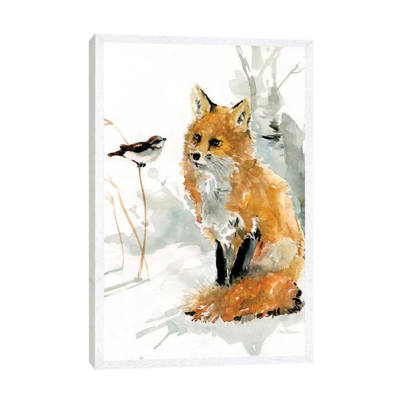 Fox And Friend by Carol Robinson - Print on Canvas, White Framed Canvas, 66.04 cm H x 45.72 cm W