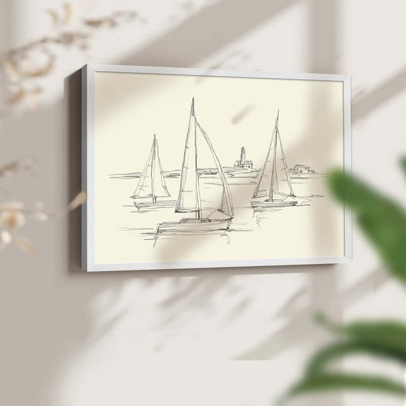 Croquis côtier II - reproduction encadrée, H 11 po x l 14 po, Blanc