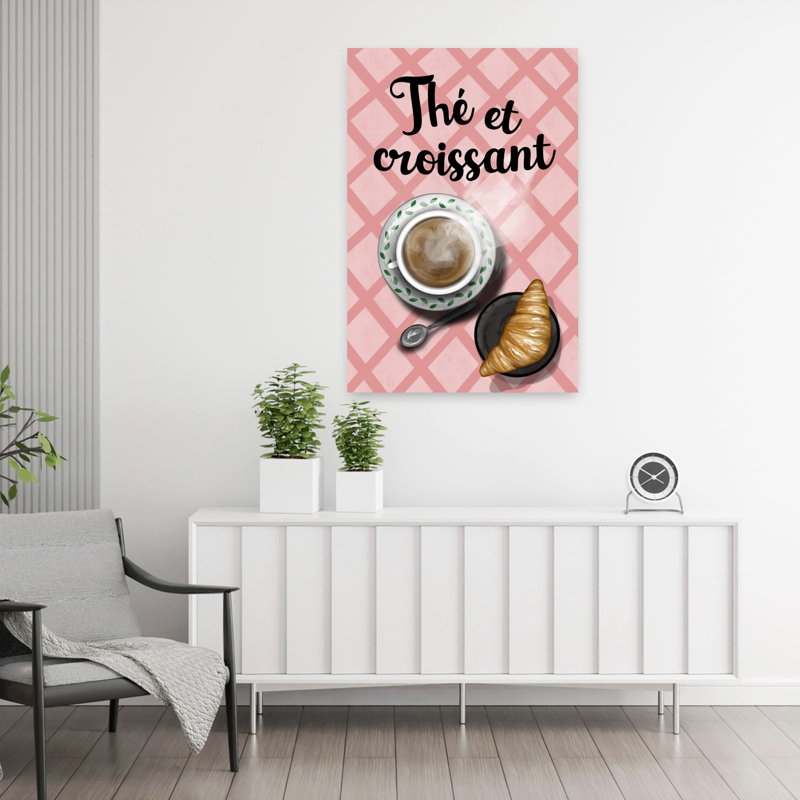 Warm Tea And Croissant by EMELIEmaria - Wrapped Canvas Print, 91.44 cm H x 60.96 cm W