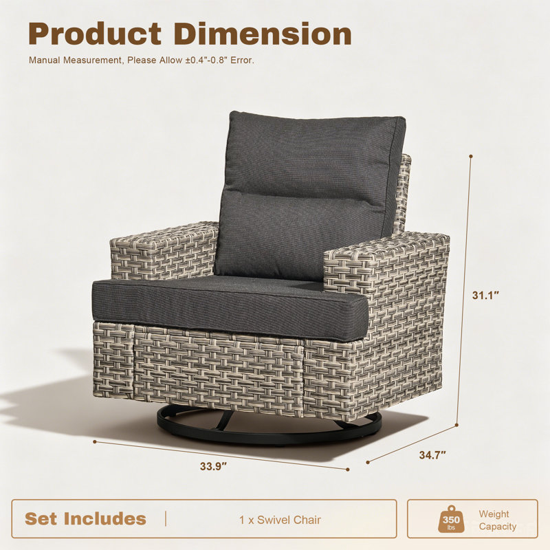 Chaise d'extérieur pivotante avec coussin, Noir