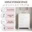 Meuble-lavabo autoportant en MDF blanc de 61 cm (24 po) avec lavabo en céramique, poignées en métal, porte à fermeture amortie et tablette de rangement.-134166213