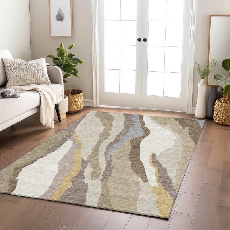 Addison 9' x 12' Beige Synthetic Washable Reversible Rug