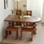 Table de salle à manger en bois de noyer massif et brun-107971821