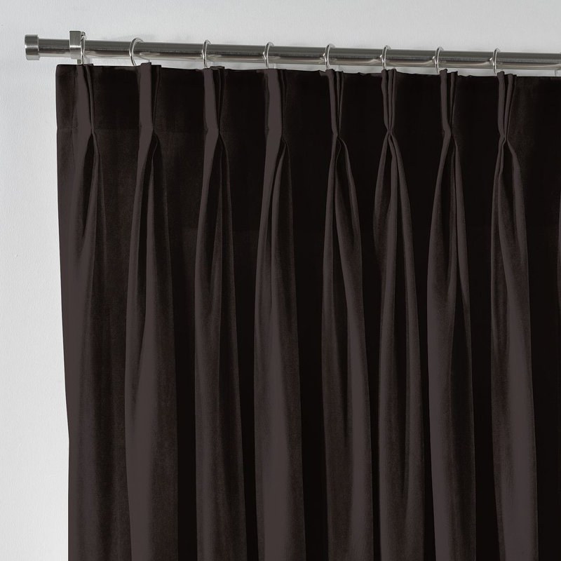 Velvet Semi Sheer Single Curtain Panel, Mocha, 130cm Width x 200cm Drop