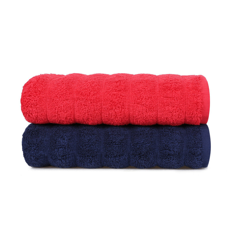 Ensemble de 2 essuie-mains 2 pièces 100% coton, Rouge / bleu foncé