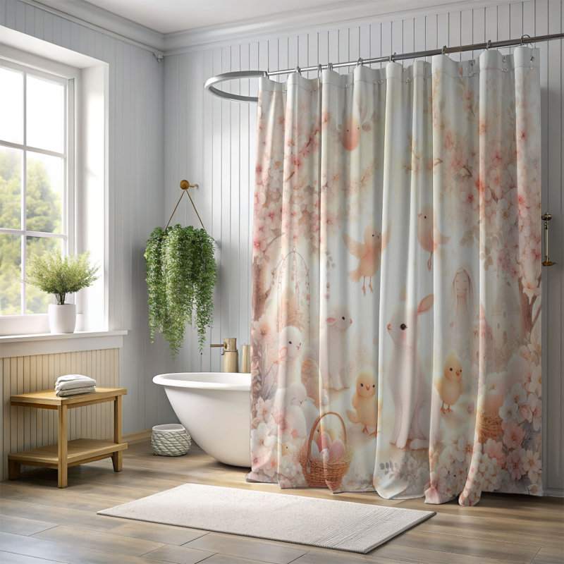 Rideau de douche standard 1 pièce Cuddle Hop, H 74 po x l 71 po