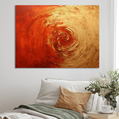 Gold Red Sunset Vermillion Spiral - Abstract Spirals Canvas Wall Art_106073