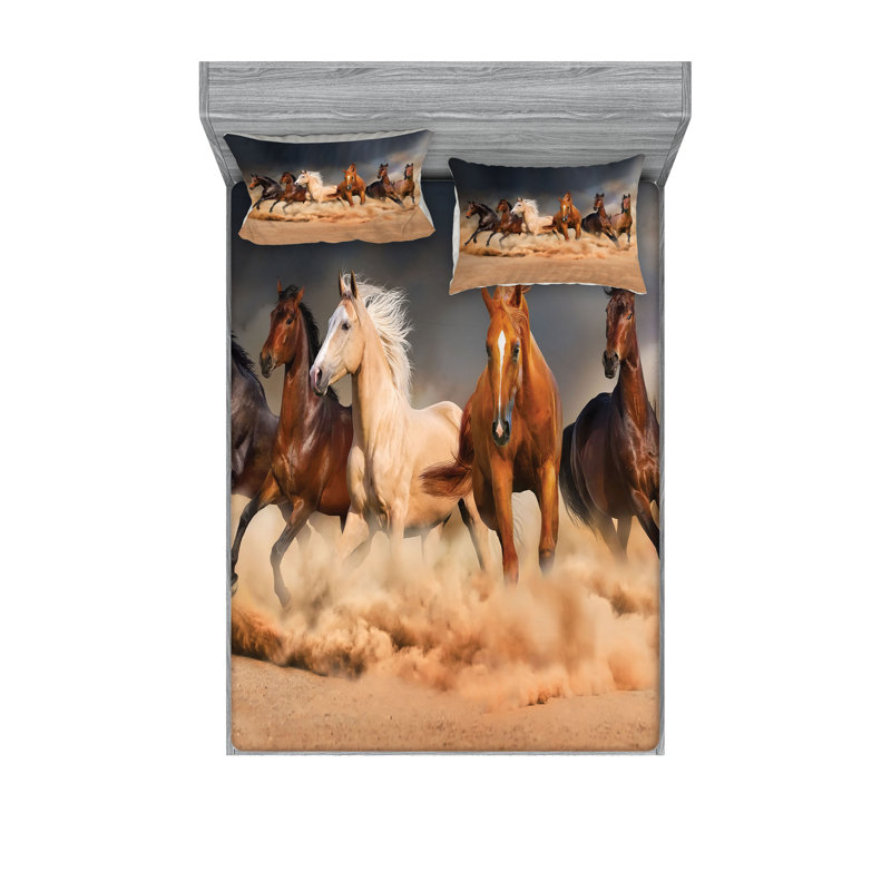 Ensemble de draps et taies décoratives pour cheval Ambesonne, brun sable et brun
