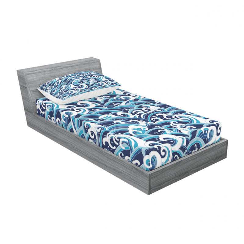 Ensemble de literie Eastern Waves of Water, Ensemble de draps pour lit simple avec drap-housse