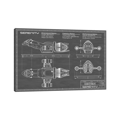 Serenity Firefly Spaceship Black par Action Blueprints - photographie sur toile tendue