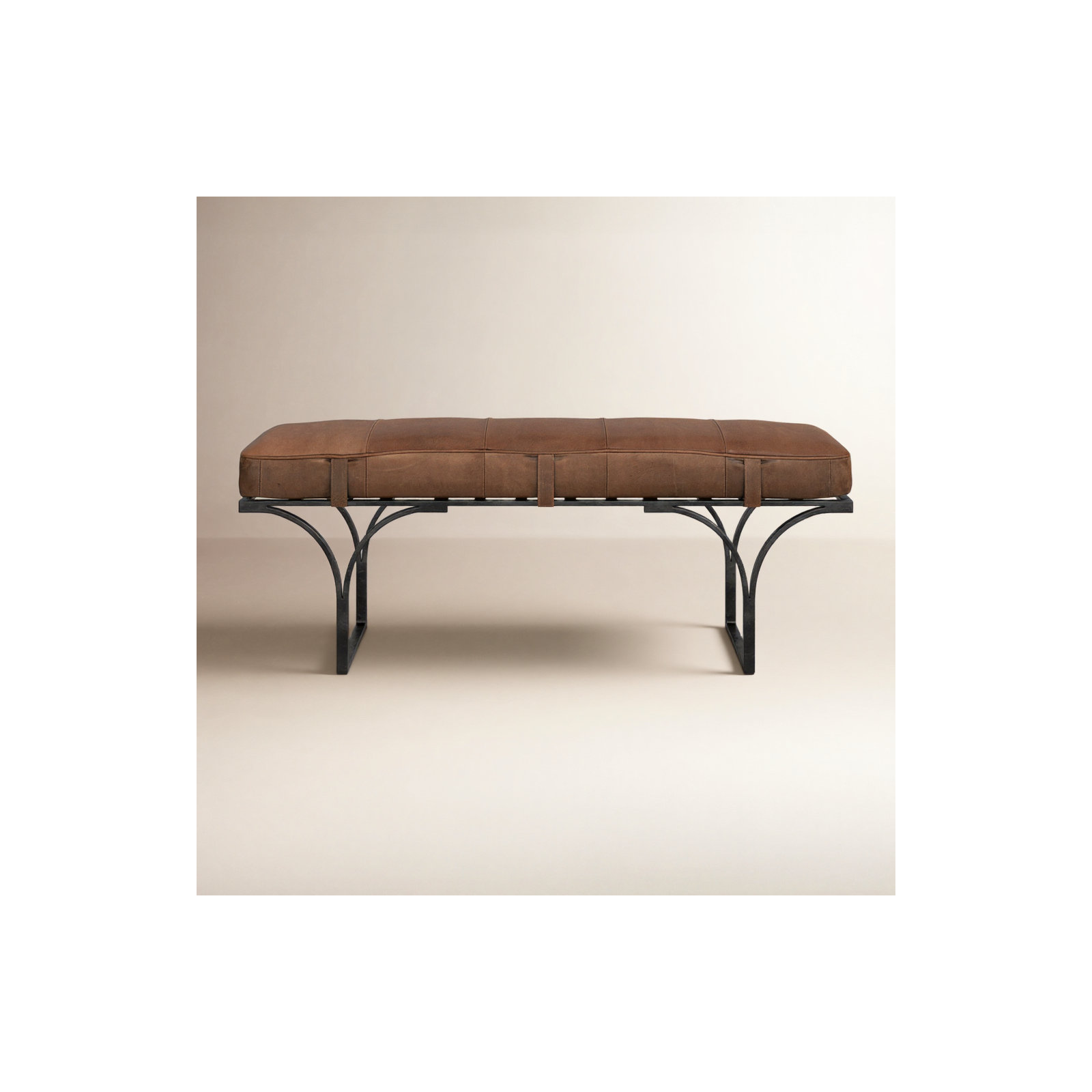 Magnolia Bench, Caramel Genuine Leather