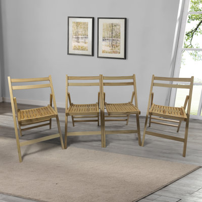 Chaises pliantes en bois massif, de 4 - pour diverses occasions et espaces 4 chaises pliantes confortables à lattes