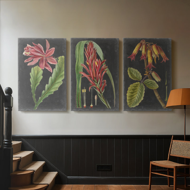 Dramatic Tropicals I - Toile tendue avec châssis sur mesure - 3 pièces, H 36 po x l 72 po
