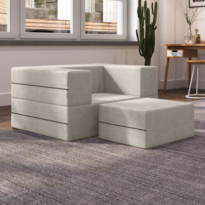 Shontae Boneless Zipline Convertible Compression Sleeper Chair & Ottoman / Twin-Size Bed