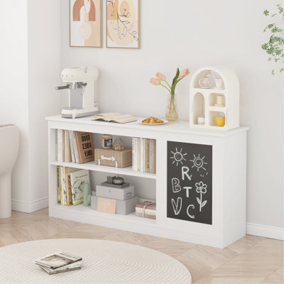 Bookshelf with Storage Shelf and Chalkboard for Playroom