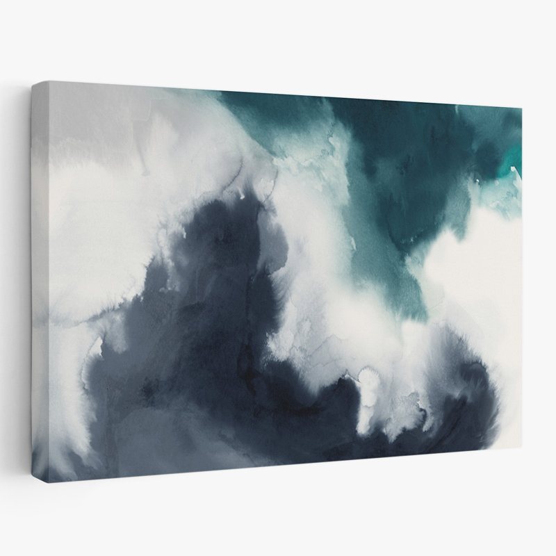 Brume et ombres profondes - aquarelle abstraite, vagues de l'océan, H 16 po x l 24 po