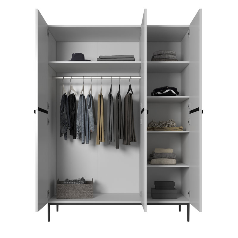 NICOLE SZAFA 150 3D Wardrobe, White/Black
