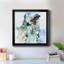 Chouette sur fond bleu - Reproduction d'art sur toile encadrée-569796316-569796319