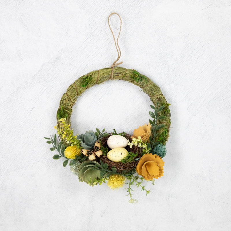 Faux Poppy Wood 9'' Wreath