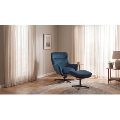 Watseka Upholstered Swivel Armchair with Footstool