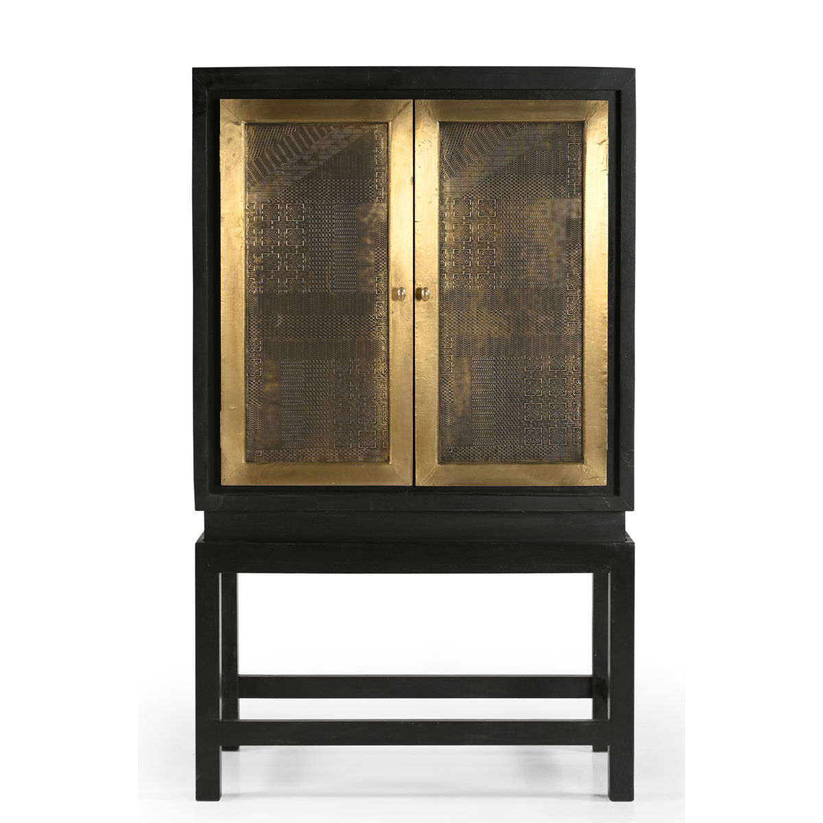 House of Hampton® Copeland Wayfire Black and Gold Bar Cabinet with ...