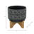 St. Charles Ceramic Planter with Wooden Stand - Modern Decorative Pot for Indoor Plants-436538995-436539268
