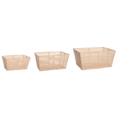 Fibre naturelle de 15,75 po Transpac Ensemble de 3 paniers bruns