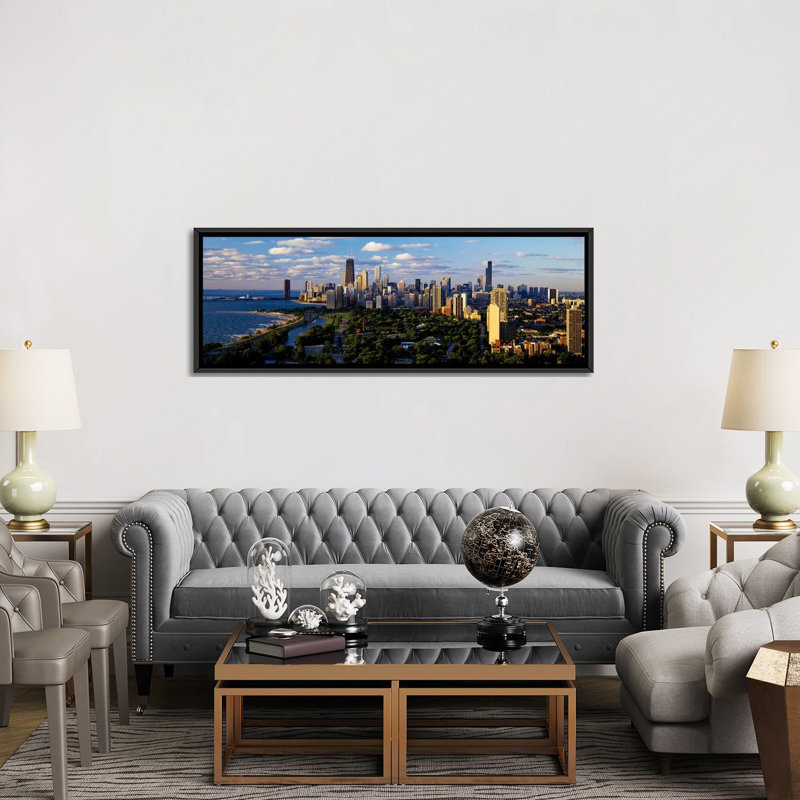 «Chicago IL», reproduction de photo sur toile, H 12 po x l 36 po x P 1,5 po, Cadre noir