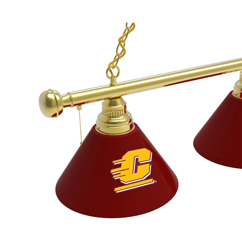 3 - Light Pool Table Lights Pendant, Brass, Central Michigan Chippewas