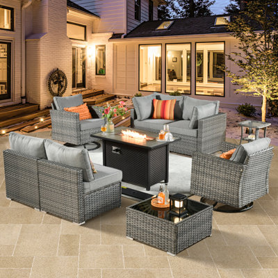 Aliva Wicker 6 - Person Patio Conversation Set with Cushions