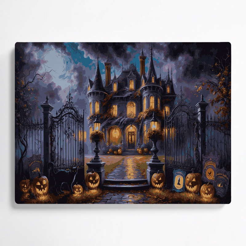 Image d'Halloween victorienne d'Halloween, art mural en métal mauve, H 11 po x l 14 po