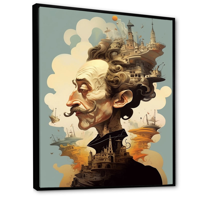 Reproduction sur toile de Dali, Cadre flottant noir, H 32 po x l 16 po x P 1 po