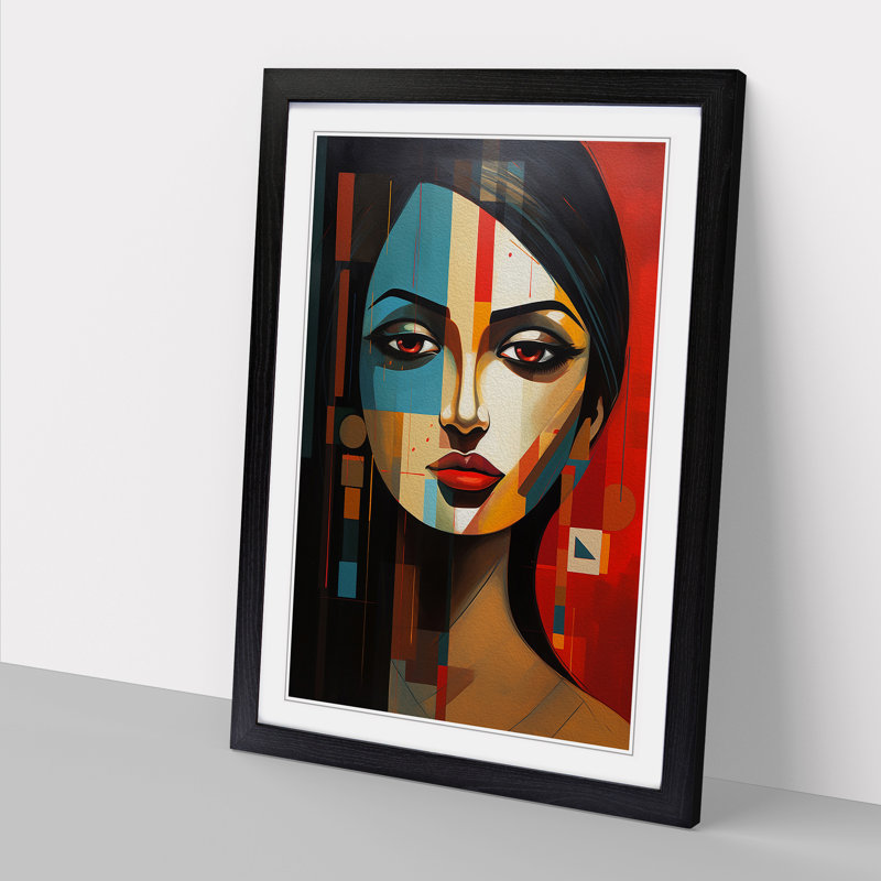 Indian Woman Constructivism - Framed Print, Black Framed, 34cm H x 25cm W x 2cm D