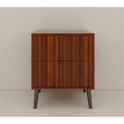 Wooden Nightstand With 2 Drawers
