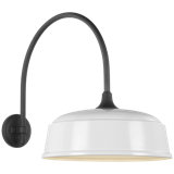 Thomas O'Brien, "Academy 19.5" Arched Mack Barn Light in Matte Black with 16" Green Rockhouse Shade