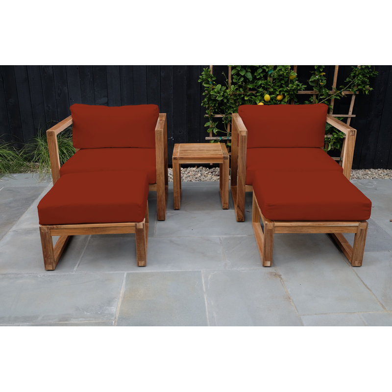 Venice Teak 5 Piece Chat Group With End Table, Terracotta