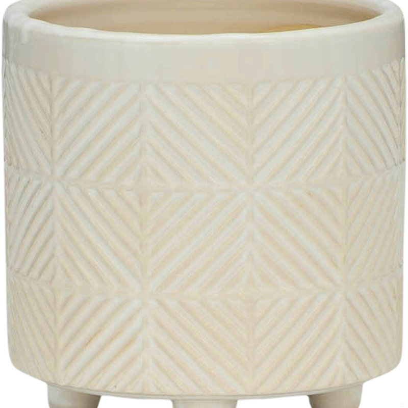 S/2 6/8" Textured Planters, White