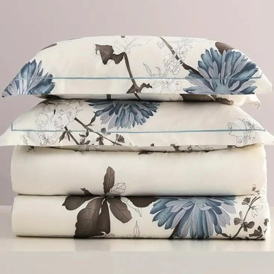 Big Flower Twin Duvet Cover Crafted From Cotton Blend, Cloud-Like Soft And Breathable, Reinforced Stitching For Long-Term Use, Low-Saturation Tones To Add Elegance Bedroom, Plant-Based Printing