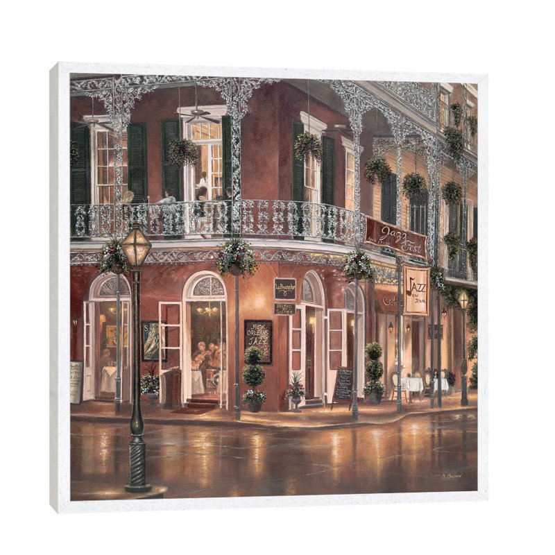 Jazz Du Jour 1 Piece Floater Frame Wall Art on Canvas, 93.98 cm H x 93.98 cm W, White Framed