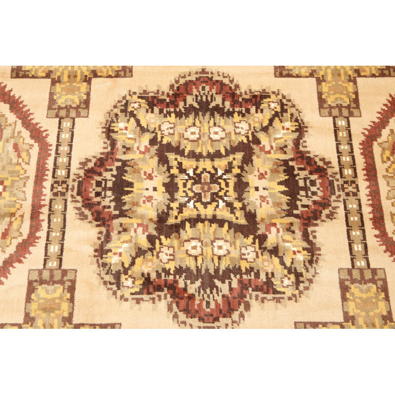Tapis beige en laine noué à la main de conception unique 12 pi x 18 pi Barcelli
