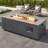 42" Outdoor Propane Gas Fire Pit Table Rectangular Steel Fire Pit With Glass Wind Guard