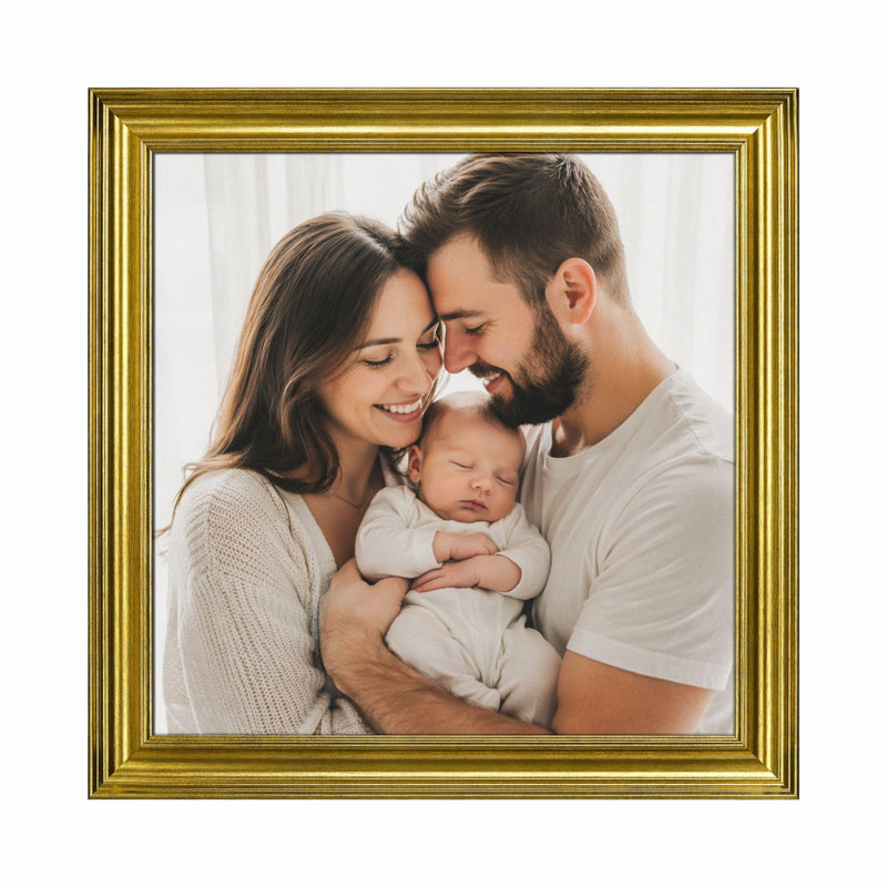 Cadre photo doré rétro avec passe-partout, table ou mur, Doré, 10 x 10 po / 8 po x 8 po