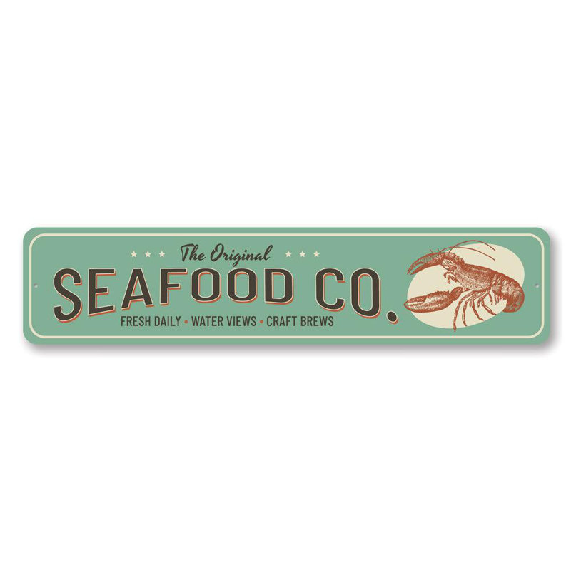 Seafood Company Aluminum Sign, 6" H x 24" W x 0.063" D