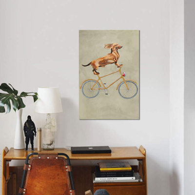 Dachshund On Bicycle I by Coco De Paris - Print on Canvas