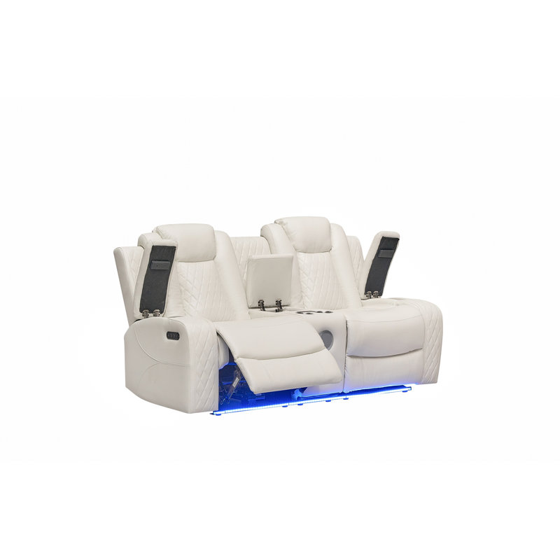 Nikoleta 75.2'' Faux Leather Power Reclining Loveseat, White