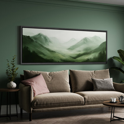 Minimalist Green Mountains - Oversized Framed Wall Decorations Canvas Print