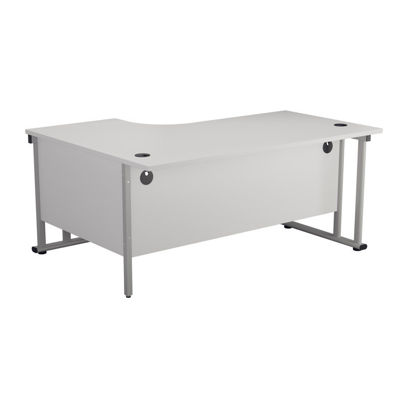 L-Shaped Desk, 73cm H x 160cm W x 120cm D, White/Silver, Right
