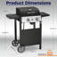 Barbecue au propane en acier inoxydable à 2 brûleurs R.W.FLAME 20 000 BTU - noir, avec couvercle, roues et thermomètre - Barbecue d'extérieur